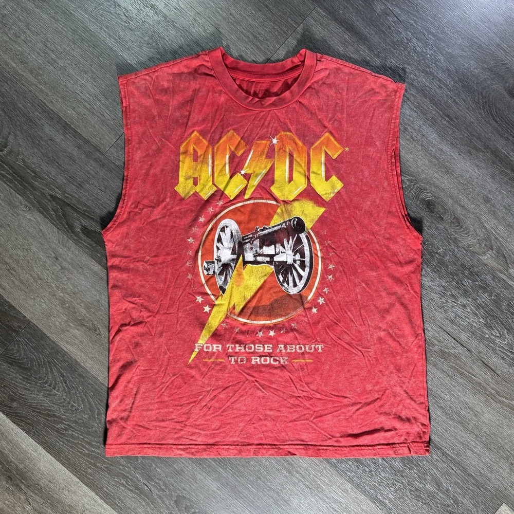 AC/DC Band For Those About To Rock Grunge Sleeveless Shirt Tank Top Mens Large